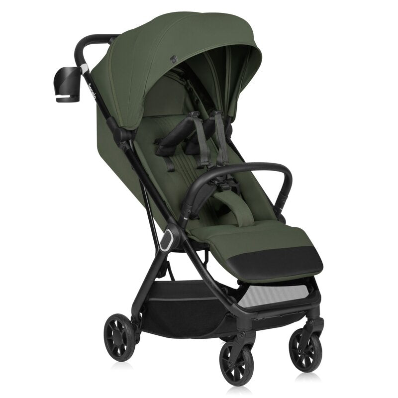 Carucior sport, Lionelo, Bess, Greutate redusa - 7.5 kg, Sustine 22 kg, 6 luni+, Capotina impermeabila, Protectie SPF 50+, Include suport sticla, Pliere cu o singura mana, Compact, Maner pentru transport, Conform cu EN1888-1 si EN1888-2, Verde - gogobaby.ro