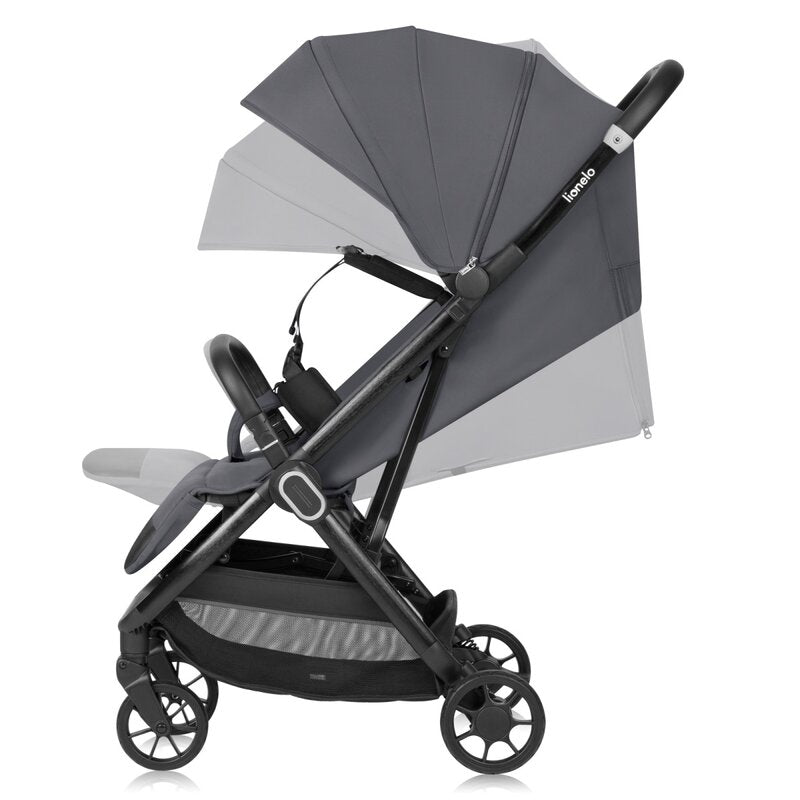 Carucior sport, Lionelo, Bess, Greutate redusa - 7.5 kg, Sustine 22 kg, 6 luni+, Capotina impermeabila, Protectie SPF 50+, Include suport sticla, Pliere cu o singura mana, Compact, Maner pentru transport, Conform cu EN1888-1 si EN1888-2, Gri - gogobaby.ro