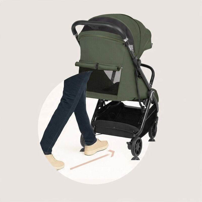 Carucior sport, Lionelo, Bess, Greutate redusa - 7.5 kg, Sustine 22 kg, 6 luni+, Capotina impermeabila, Protectie SPF 50+, Include suport sticla, Pliere cu o singura mana, Compact, Maner pentru transport, Conform cu EN1888-1 si EN1888-2, Verde - gogobaby.ro