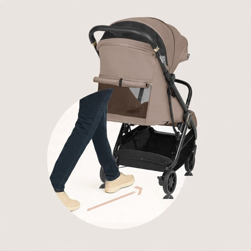 Carucior sport, Lionelo, Bess, Greutate redusa - 7.5 kg, Sustine 22 kg, 6 luni+, Capotina impermeabila, Protectie SPF 50+, Include suport sticla, Pliere cu o singura mana, Compact, Maner pentru transport, Conform cu EN1888-1 si EN1888-2, Bej - gogobaby.ro
