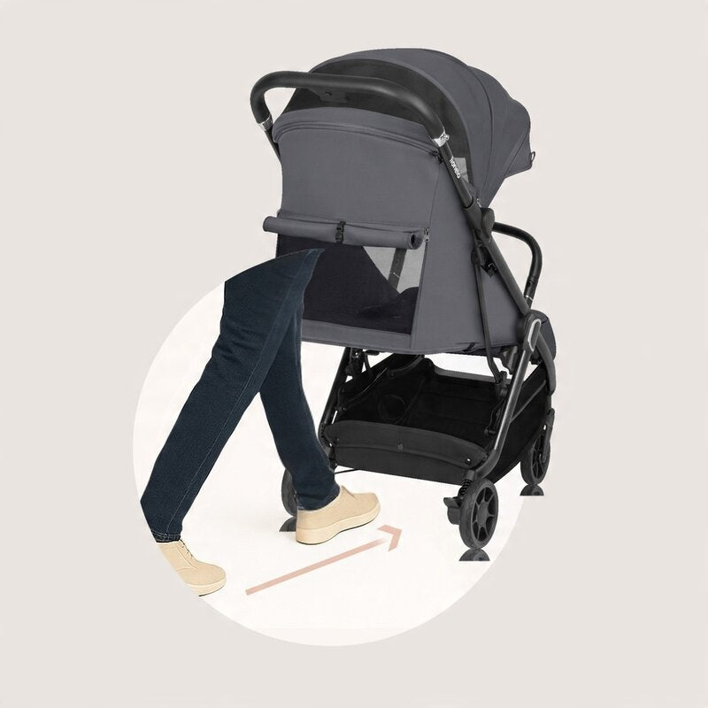 Carucior sport, Lionelo, Bess, Greutate redusa - 7.5 kg, Sustine 22 kg, 6 luni+, Capotina impermeabila, Protectie SPF 50+, Include suport sticla, Pliere cu o singura mana, Compact, Maner pentru transport, Conform cu EN1888-1 si EN1888-2, Gri - gogobaby.ro