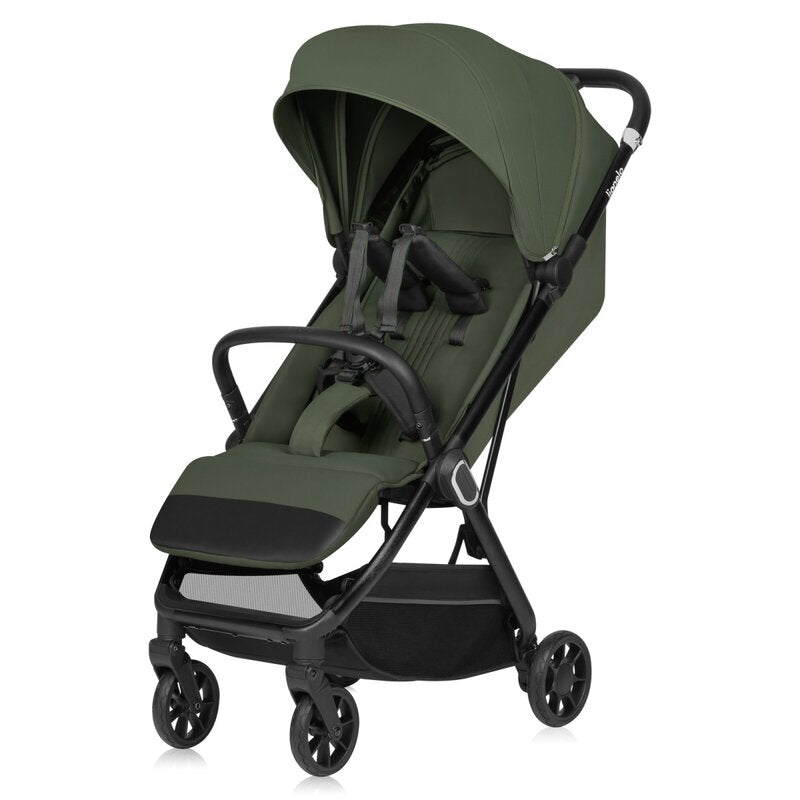 Carucior sport, Lionelo, Bess, Greutate redusa - 7.5 kg, Sustine 22 kg, 6 luni+, Capotina impermeabila, Protectie SPF 50+, Include suport sticla, Pliere cu o singura mana, Compact, Maner pentru transport, Conform cu EN1888-1 si EN1888-2, Verde - gogobaby.ro
