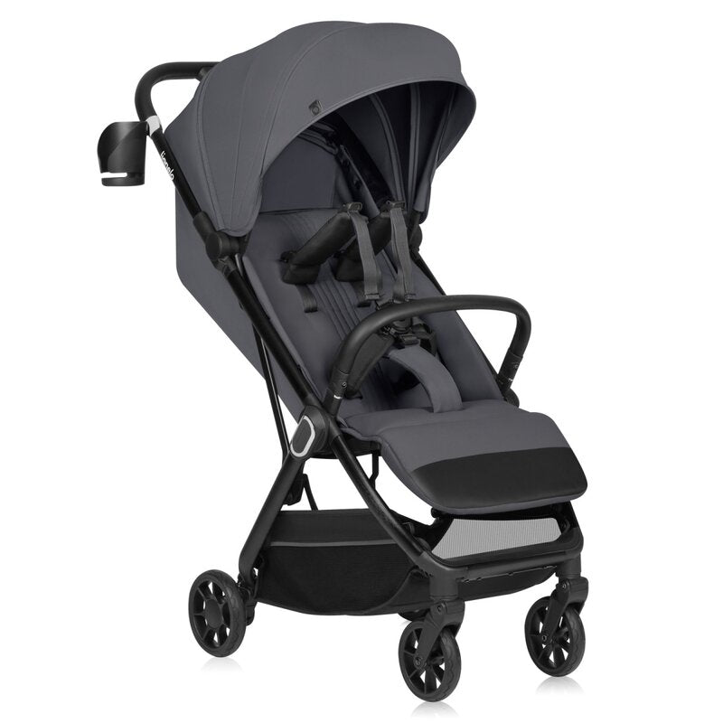 Carucior sport, Lionelo, Bess, Greutate redusa - 7.5 kg, Sustine 22 kg, 6 luni+, Capotina impermeabila, Protectie SPF 50+, Include suport sticla, Pliere cu o singura mana, Compact, Maner pentru transport, Conform cu EN1888-1 si EN1888-2, Gri - gogobaby.ro