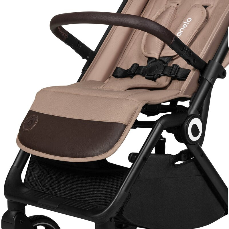 Carucior sport, Lionelo, Cloe, Cu accesorii, Cadru din aluminiu, Pana la 22 kg, Usor, Pliere compacta pentru avion, cu o singura mana, Ideal pentru toate tipurile de suprafete, 6 luni+, Bej - gogobaby.ro