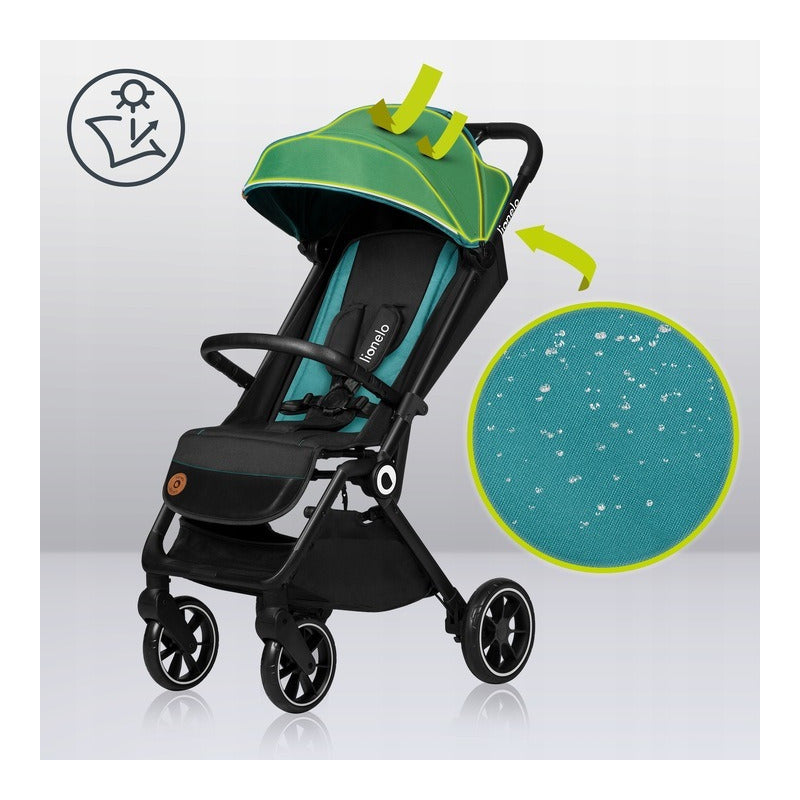 Carucior sport, Lionelo, Cloe, Cu accesorii, Cadru din aluminiu, Pana la 22 kg, Usor, Pliere compacta pentru avion, cu o singura mana, Ideal pentru toate tipurile de suprafete, 6 luni+, Verde Smarald - gogobaby.ro