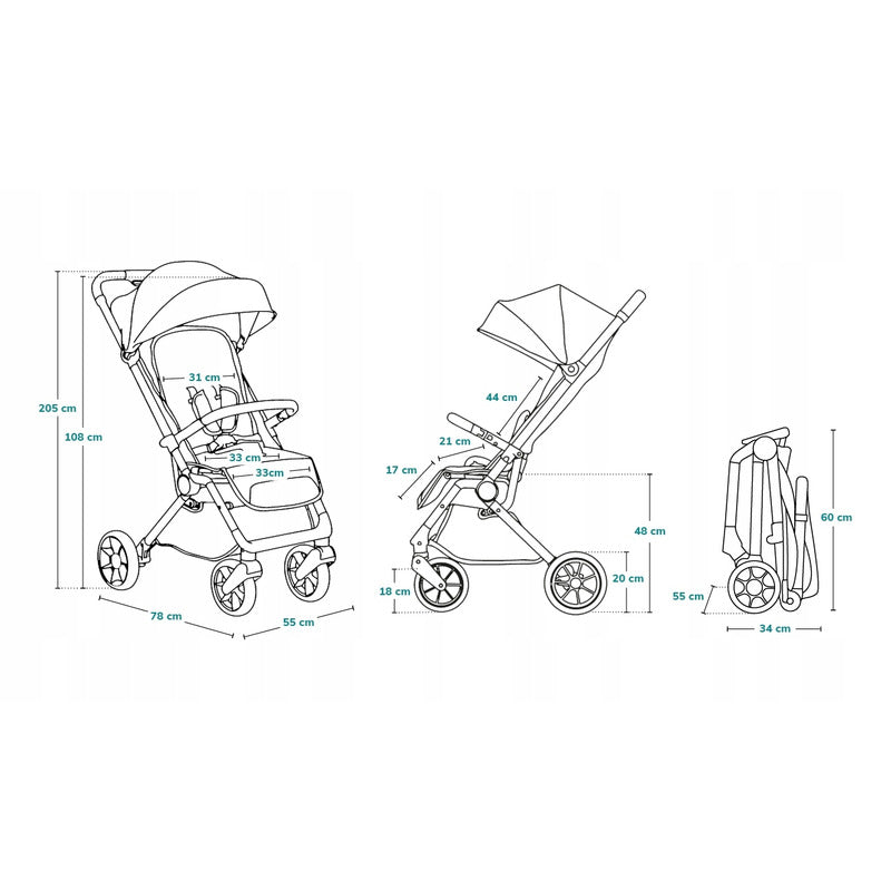 Carucior sport, Lionelo, Cloe, Cu accesorii, Cadru din aluminiu, Pana la 22 kg, Usor, Pliere compacta pentru avion, cu o singura mana, Ideal pentru toate tipurile de suprafete, 6 luni+, Verde Smarald - gogobaby.ro
