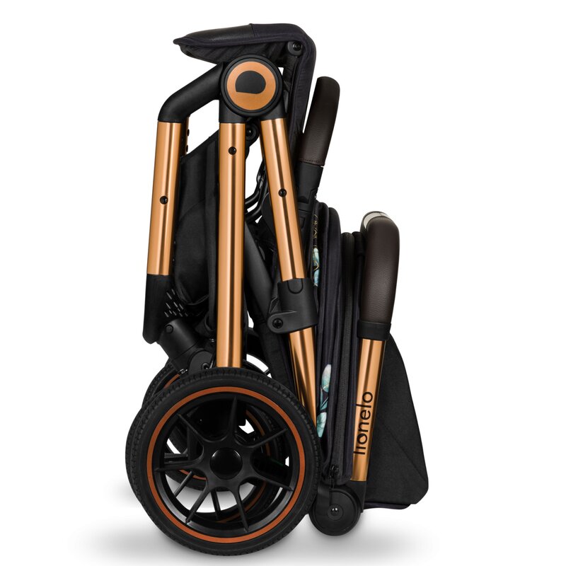 Carucior sport, Lionelo, Cloe, Golden Moments, Editie limitata, Cu accesorii, Cadru din aluminiu, Pana la 22 kg, Usor, Pliere compacta pentru avion, cu o singura mana, Ideal pentru toate tipurile de suprafete, 6 luni+, Negru - gogobaby.ro