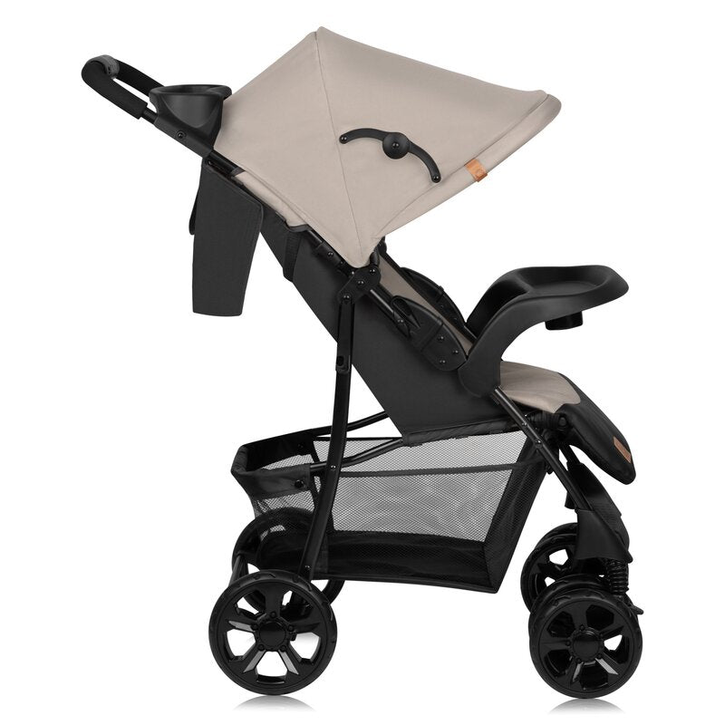 Carucior sport, Lionelo, Emma Plus, Cu tavita, 2 Suporturi pentru pahar, Geanta accesorii, Conform cu standardul european de securitate EN1888-1, Bej - gogobaby.ro