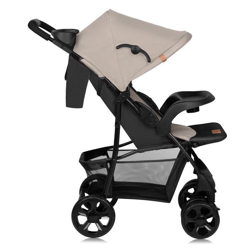 Carucior sport, Lionelo, Emma Plus, Cu tavita, 2 Suporturi pentru pahar, Geanta accesorii, Conform cu standardul european de securitate EN1888-1, Bej - gogobaby.ro