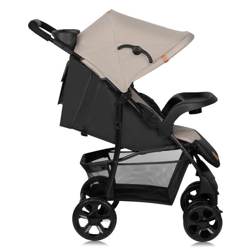 Carucior sport, Lionelo, Emma Plus, Cu tavita, 2 Suporturi pentru pahar, Geanta accesorii, Conform cu standardul european de securitate EN1888-1, Bej - gogobaby.ro