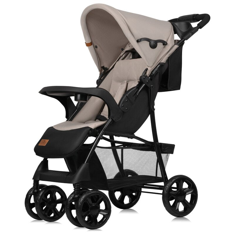 Carucior sport, Lionelo, Emma Plus, Cu tavita, 2 Suporturi pentru pahar, Geanta accesorii, Conform cu standardul european de securitate EN1888-1, Bej - gogobaby.ro