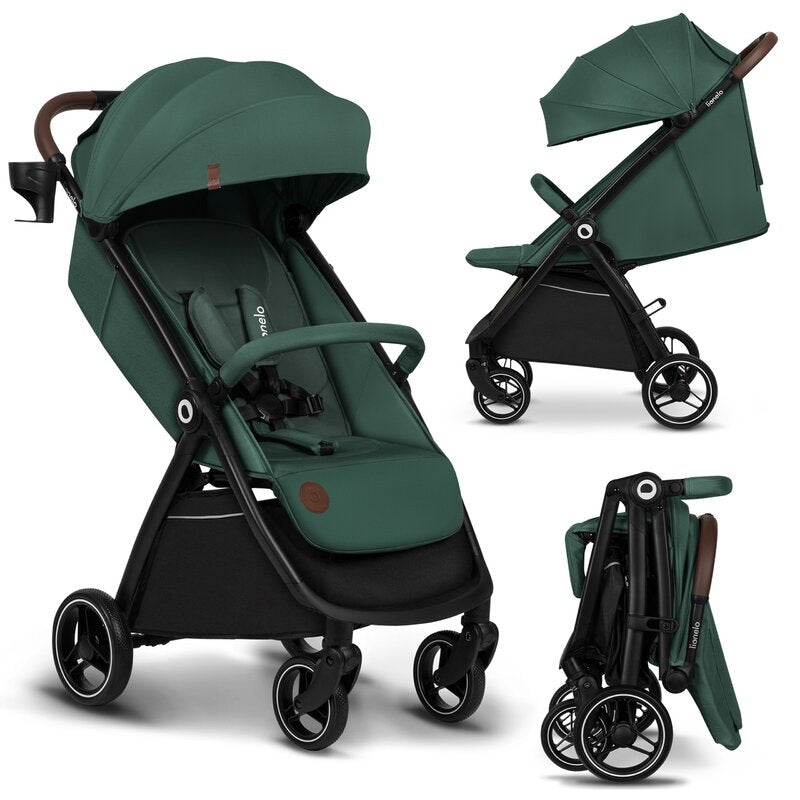 Carucior sport, Lionelo, Ingrid, Capotina impermeabila cu filtru UPF50+, Pana la 22 Kg, Spatar reglabil in 3 pozitii, Include suport pahar si plasa de tantari, Sistem pentru pliere automata, 6 luni+, Verde - gogobaby.ro