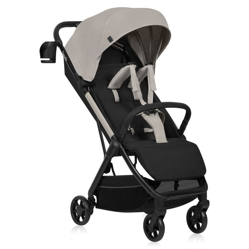 Carucior sport, Lionelo, Julie Air, Greutate redusa - 7.5 kg, Sustine 22 kg, 6 luni+, Capotina impermeabila, Protectie SPF 50+, Include suport sticla, Pliere compacta pentru calatorii, Conform cu EN1888-1 si EN1888-2, Bej - gogobaby.ro