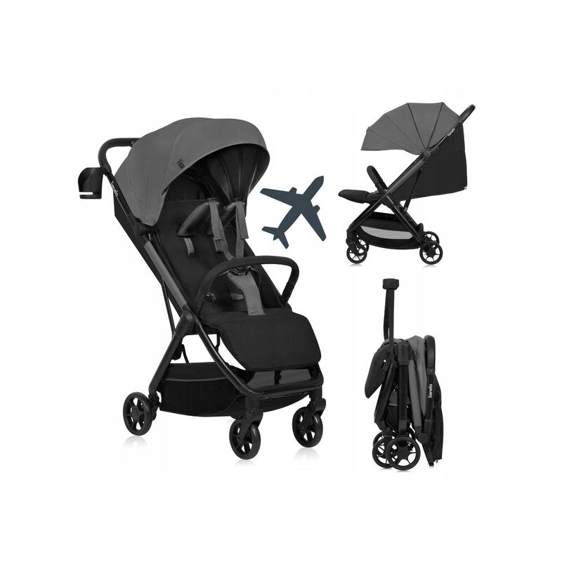 Carucior sport, Lionelo, Julie Air, Greutate redusa - 7.5 kg, Sustine 22 kg, 6 luni+, Capotina impermeabila, Protectie SPF 50+, Include suport sticla, Pliere compacta pentru calatorii, Conform cu EN1888-1 si EN1888-2, Gri - gogobaby.ro