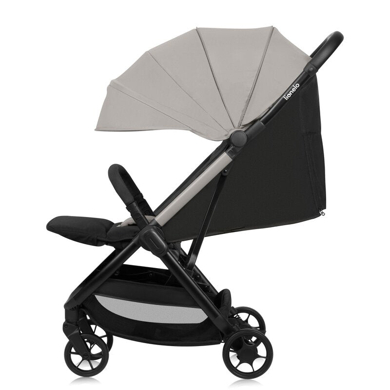 Carucior sport, Lionelo, Julie Air, Greutate redusa - 7.5 kg, Sustine 22 kg, 6 luni+, Capotina impermeabila, Protectie SPF 50+, Include suport sticla, Pliere compacta pentru calatorii, Conform cu EN1888-1 si EN1888-2, Bej - gogobaby.ro
