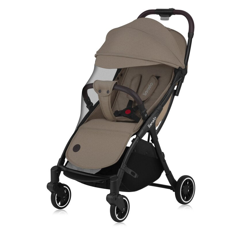 Carucior sport, Lionelo, Julie One, De la nastere, Greutate redusa, Cu accesorii, Cadru din aluminiu, 0-22 kg, Pliere compacta pentru avion, Conform cu standardele europene de securitate EN1888-1 si EN1888-2, Bej - gogobaby.ro