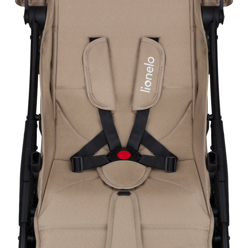 Carucior sport, Lionelo, Julie One, De la nastere, Greutate redusa, Cu accesorii, Cadru din aluminiu, 0-22 kg, Pliere compacta pentru avion, Conform cu standardele europene de securitate EN1888-1 si EN1888-2, Bej - gogobaby.ro