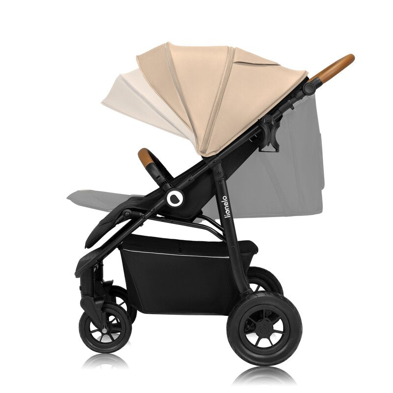 Carucior sport, Lionelo, Natt, De la nastere, Cu accesorii si capotina XXL reglabila, 0 - 22 kg, Conform cu standardele europene de securitate EN1888-1, EN1888-2, Bej - gogobaby.ro
