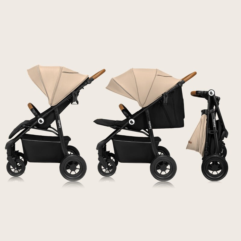 Carucior sport, Lionelo, Natt, De la nastere, Cu accesorii si capotina XXL reglabila, 0 - 22 kg, Conform cu standardele europene de securitate EN1888-1, EN1888-2, Bej - gogobaby.ro
