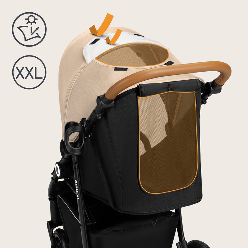 Carucior sport, Lionelo, Natt, De la nastere, Cu accesorii si capotina XXL reglabila, 0 - 22 kg, Conform cu standardele europene de securitate EN1888-1, EN1888-2, Bej - gogobaby.ro