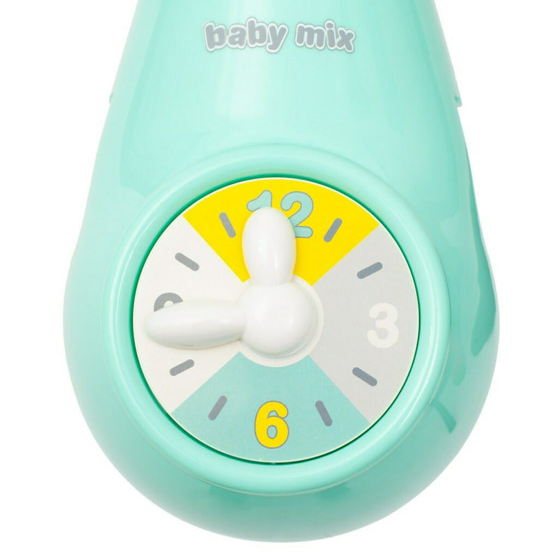 Carusel muzical, BabyMix, Pentru patut bebelusi, Cu proiectii, Cu melodii si sunete ale naturii, Cu 10 jucarii si ceas de jucarie pe suport, Mint - gogobaby.ro