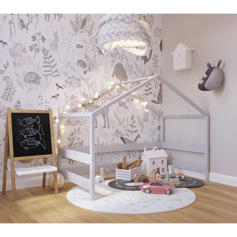 Casuta din lemn copii, 169x89x135 cm, Din lemn certificat FSC, In stil scandinav, Gri, YappyKids, YappyHytte House