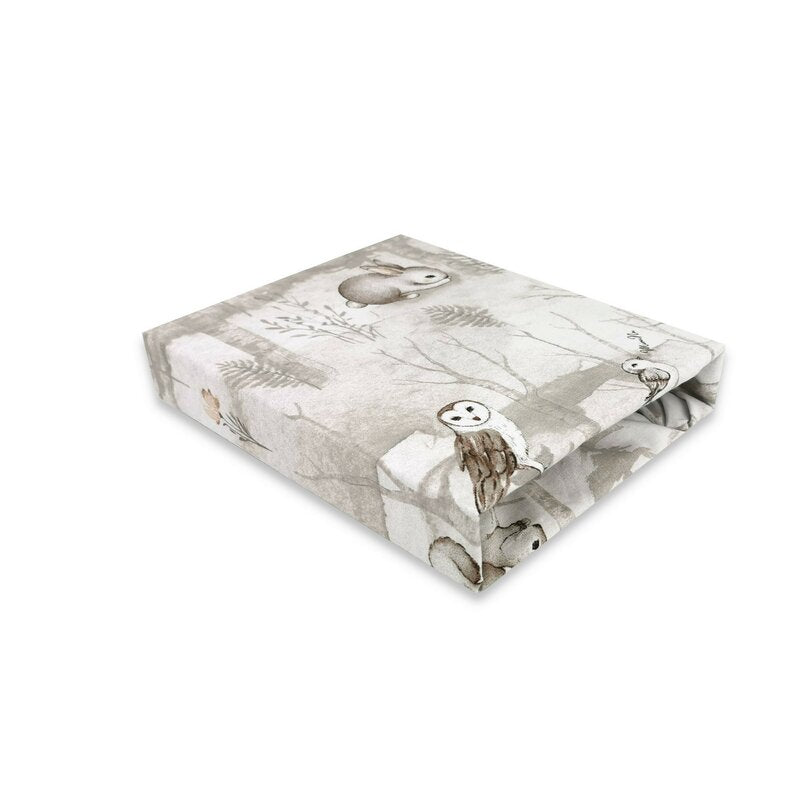 Cearceaf cu elastic, MimiNu, Pentru landou, carucior si cosulet, Dimensiune 80x35 cm, Din bumbac certificat Oeko Tex Standard 100, Design, Woodland