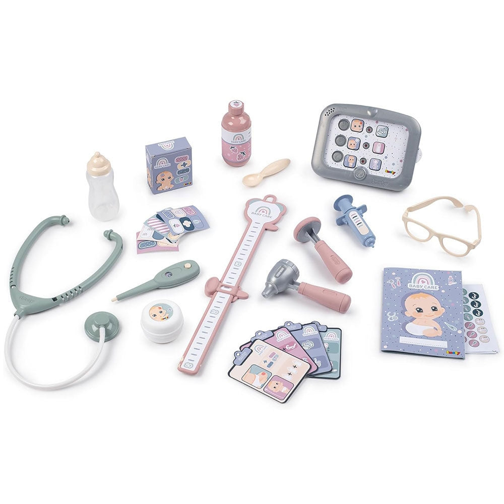 Centru de ingrijire pentru papusi Smoby Baby Care Center albastru cu accesorii - gogobaby.ro