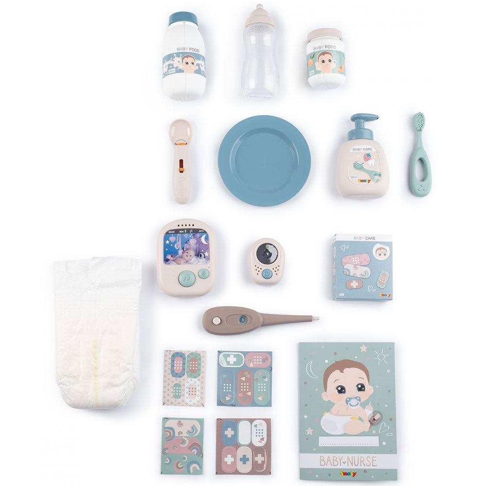 Centru de ingrijire pentru papusi Smoby Baby Nurse Cocoon Nursery crem cu accesorii - gogobaby.ro