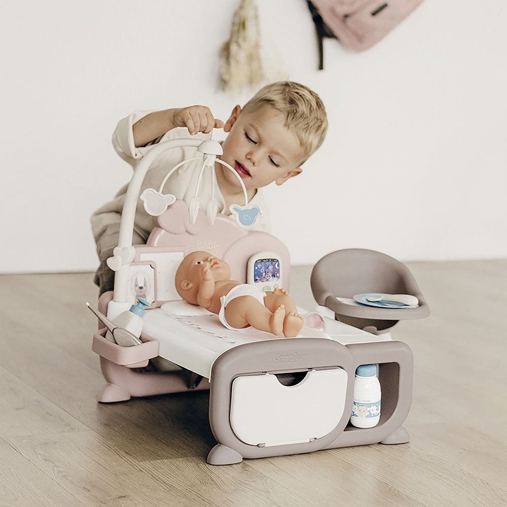Centru de ingrijire pentru papusi Smoby Baby Nurse Cocoon Nursery crem cu accesorii - gogobaby.ro