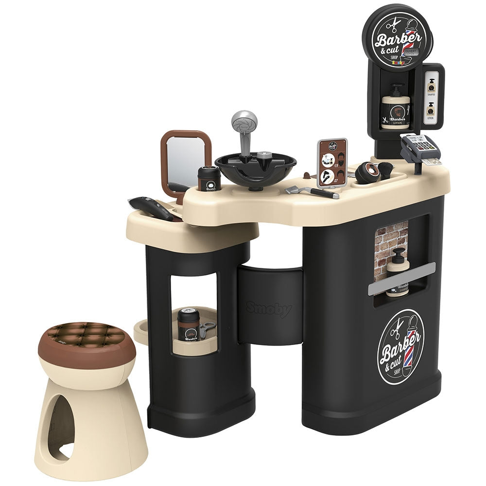 Salon coafura pentru copii Smoby Barber Shop, Barber and Cut negru - gogobaby.ro