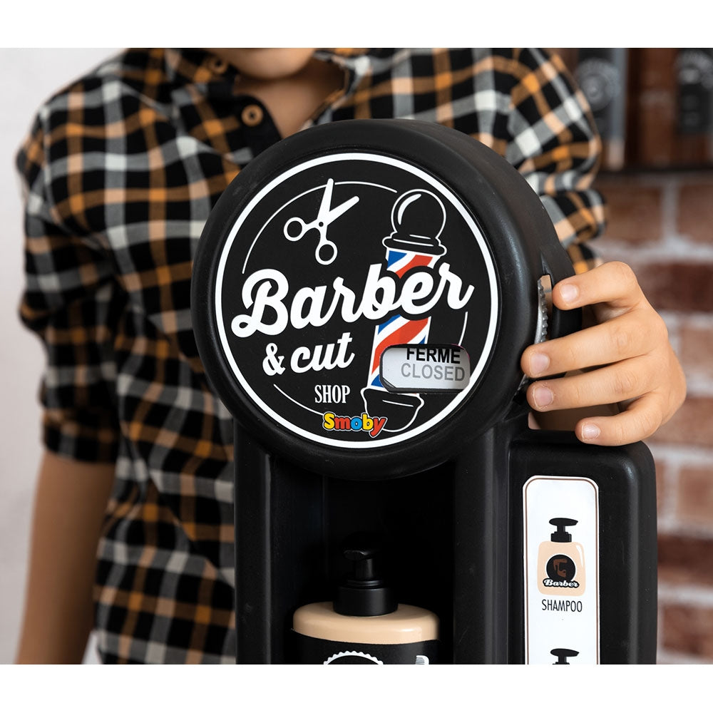 Salon coafura pentru copii Smoby Barber Shop, Barber and Cut negru - gogobaby.ro