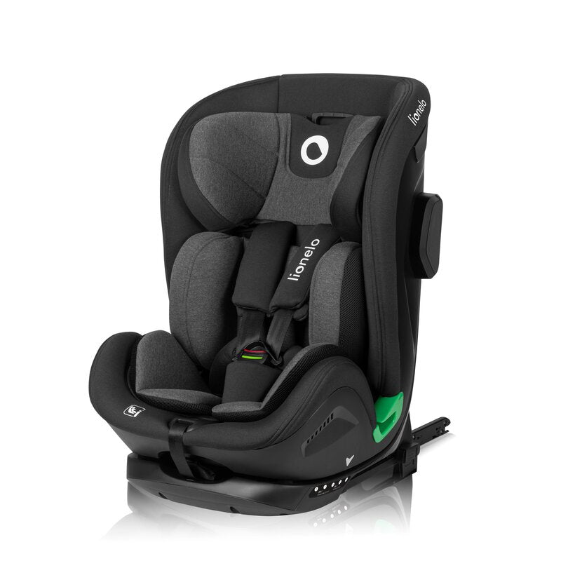 Scaun auto, Lionelo, Harper i-Size, Isofix, Cu centura TopTether, Cu spatar inclinabil in 5 pozitii, Cu tetiera reglabila in 13 pozitii, Cu tehnologie Dri Seat, Instalare cu fata inainte, 9-36 kg, 76-150 cm, Conform cu ECE R129, Gri - gogobaby.ro