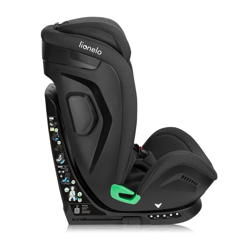 Scaun auto, Lionelo, Harper i-Size, Isofix, Cu centura TopTether, Cu spatar inclinabil in 5 pozitii, Cu tetiera reglabila in 13 pozitii, Cu tehnologie Dri Seat, Instalare cu fata inainte, 9-36 kg, 76-150 cm, Conform cu ECE R129, Gri - gogobaby.ro