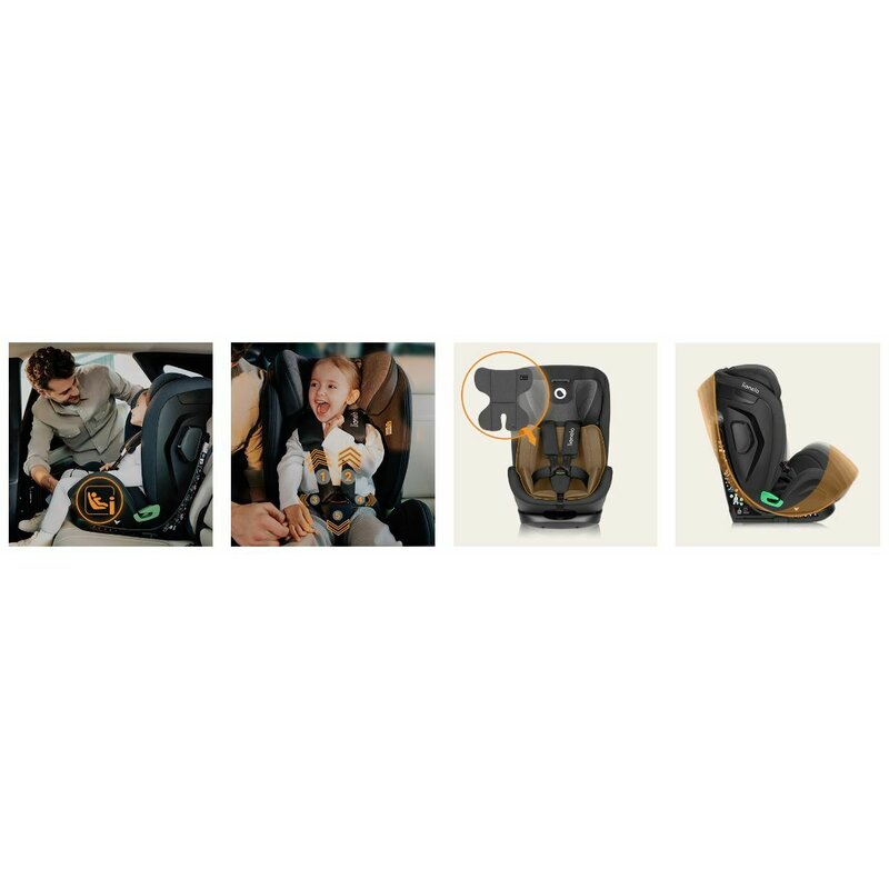 Scaun auto, Lionelo, Harper i-Size, Isofix, Cu centura TopTether, Cu spatar inclinabil in 5 pozitii, Cu tetiera reglabila in 13 pozitii, Cu tehnologie Dri Seat, Instalare cu fata inainte, 9-36 kg, 76-150 cm, Conform cu ECE R129, Gri - gogobaby.ro