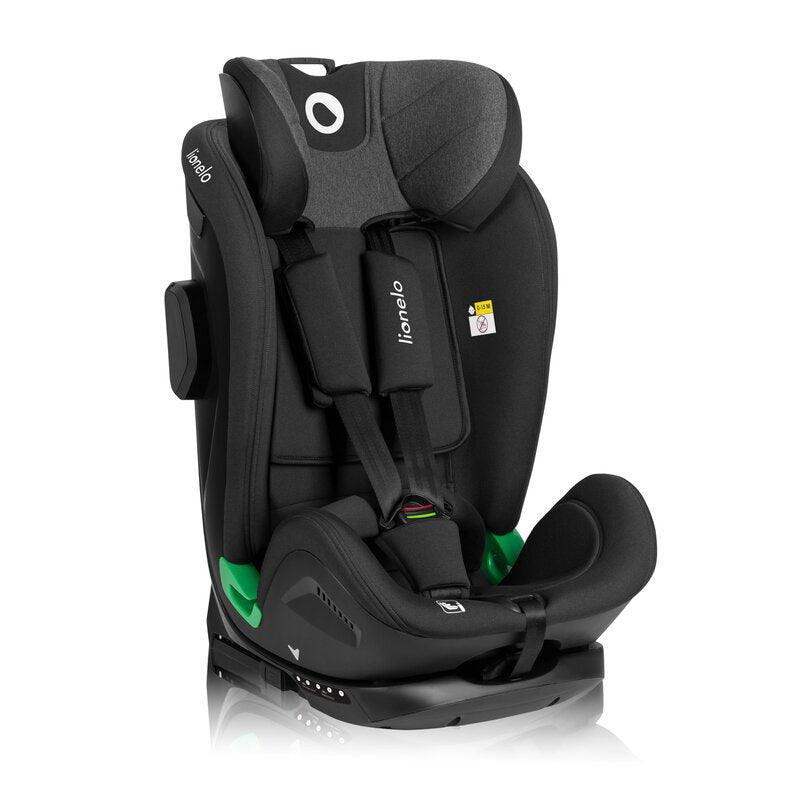 Scaun auto, Lionelo, Harper i-Size, Isofix, Cu centura TopTether, Cu spatar inclinabil in 5 pozitii, Cu tetiera reglabila in 13 pozitii, Cu tehnologie Dri Seat, Instalare cu fata inainte, 9-36 kg, 76-150 cm, Conform cu ECE R129, Gri - gogobaby.ro