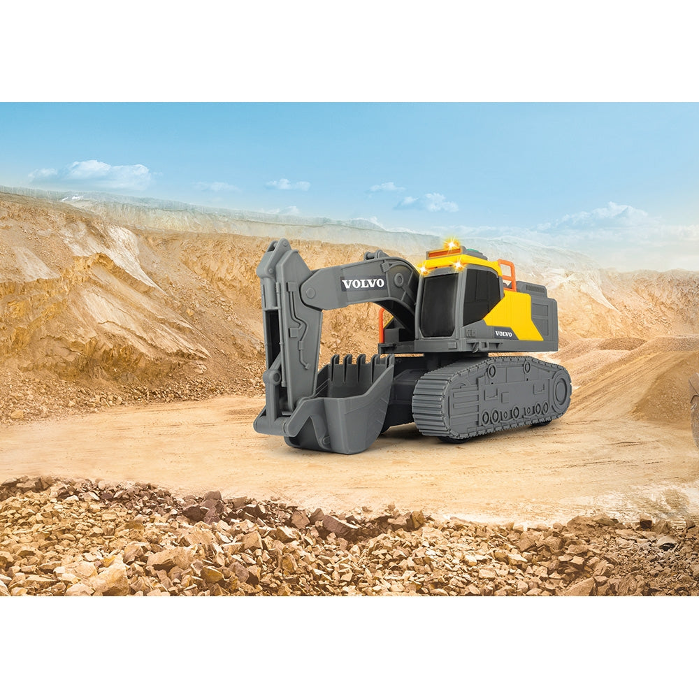 Excavator Dickie Toys Volvo Tracked Excavator 23 cm cu lumini si sunete - gogobaby.ro
