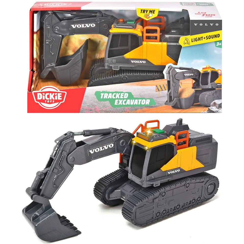 Excavator Dickie Toys Volvo Tracked Excavator 23 cm cu lumini si sunete - gogobaby.ro