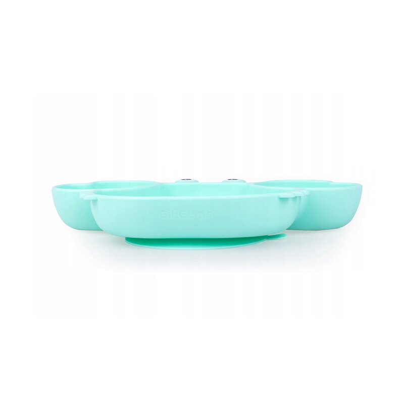 Farfurie, Giligums, Crab, Cu 3 compartimente, Cu ventuza, Din silicon, Fara BPA, 6 luni+, Turcoaz