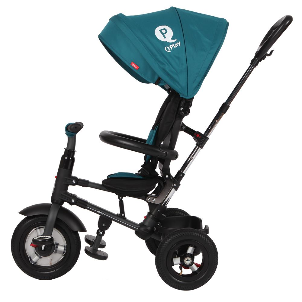 Tricicleta cu roti de cauciuc Qplay Rito Rubber Albastru Inchis - gogobaby.ro