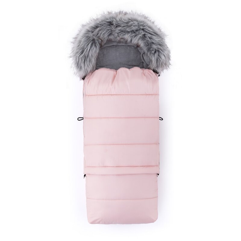 Sac de iarna, Feedo, Multifunctional, Poate fi utilizat ca geanta prin desfacerea fermoarului, Atasabil la carucior, Lana, 110 cm, 0-3 ani, Roz