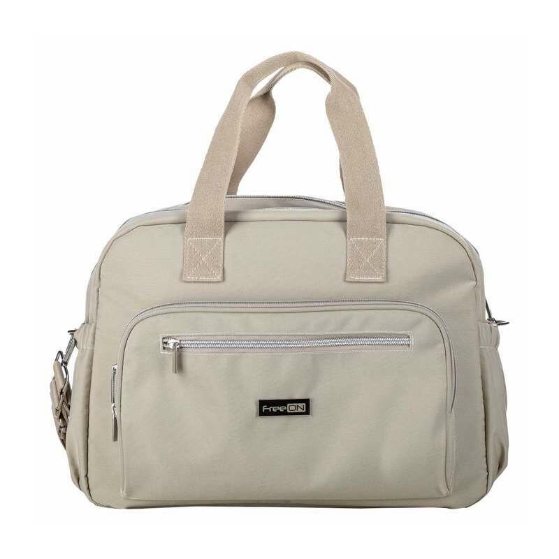Geanta pentru scutece, FreeON, Style, Impermbeabila, Cu multiple buzunare, Dimensiune compacta, 39x32x18 cm, Grey/beige - gogobaby.ro