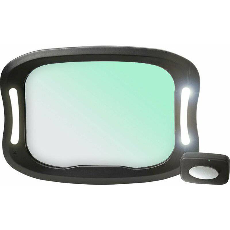 Oglinda auto, FreeON, Pentru masina, Cu iluminare LED, Include telecomanda pentru pornire si oprire usoara, 28x21 cm, Black - gogobaby.ro