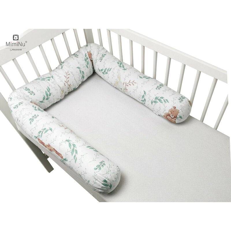 Aparatoare pentru patut, MimiNu, Tip rulou, Cu husa detasabila, Lungime 180 cm, Din bumbac certificat Oeko Tex Standard 100, Lulu Natural
