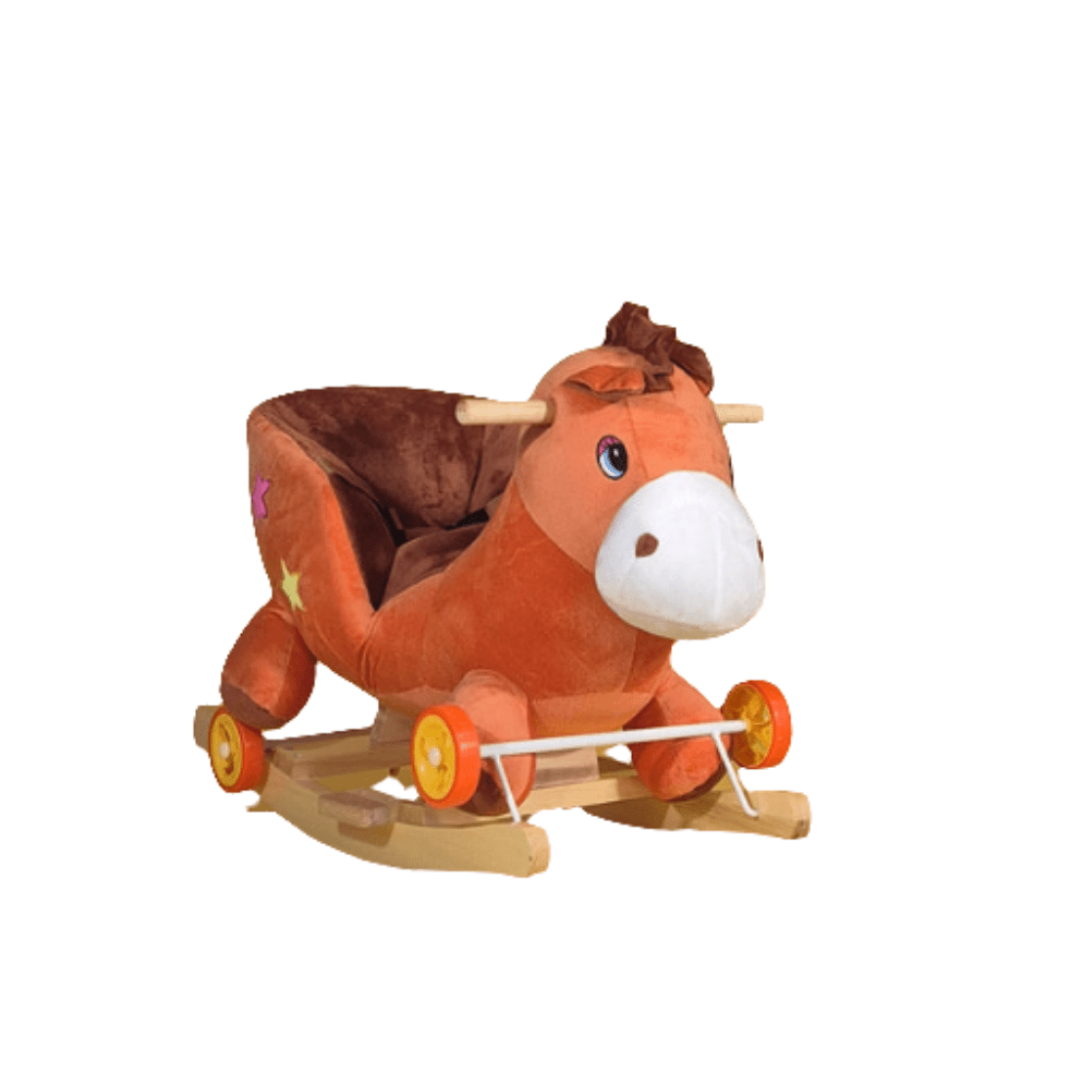 Balansoar sub forma de animal de plus, cu roti , muzica distractiva, Calut - gogobaby.ro