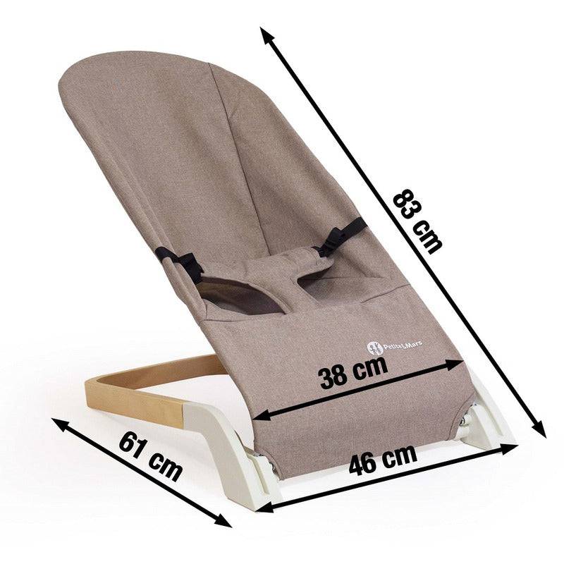 Sezlong balansoar, Petite&Mars, Calmy, Cu centura in 3 puncte, De la nastere pana la 9 kg, Conform standardului EN12792, Negru