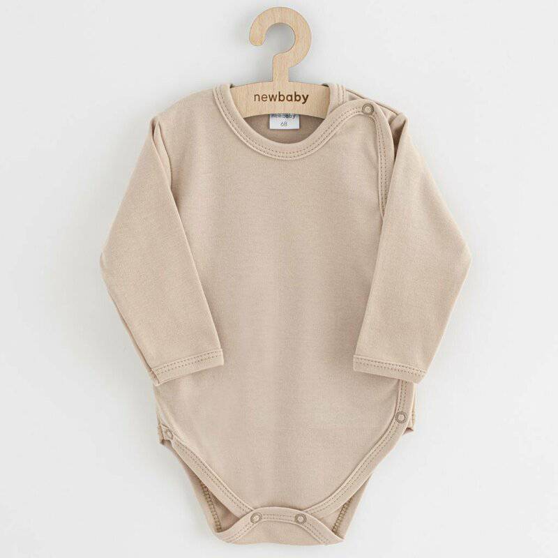 Set 3 piese, New Baby, Classic II, Include 3 body-uri cu maneca lunga, Marime 62, Din bumbac 100%, Beige - gogobaby.ro