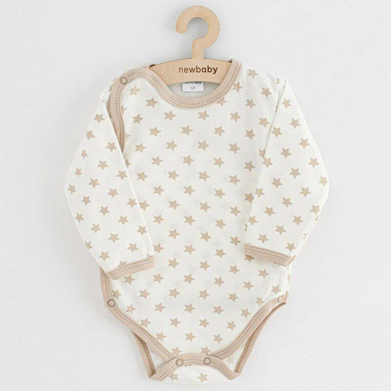 Set 3 piese, New Baby, Classic II, Include 3 body-uri cu maneca lunga, Marime 62, Din bumbac 100%, Beige - gogobaby.ro