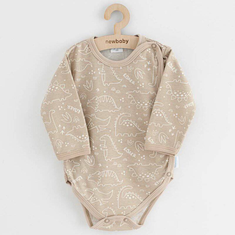 Set 3 piese, New Baby, Classic II, Include 3 body-uri cu maneca lunga, Marime 62, Din bumbac 100%, Beige - gogobaby.ro