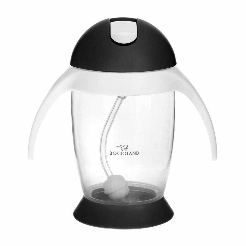 Cana de apa, Bocioland, Cu pai si manere, 300 ml, 6 luni+, Black - gogobaby.ro